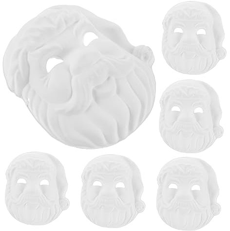 TOYANDONA 6St Weihnachtsmann-Maske Maskerade-Maske weiße Maske Kindermaske Weihnachtsmütze und Bart weihnachtsdeko halloween masken Cosplay-DIY-Maske leere einfache Maske Zellstoff