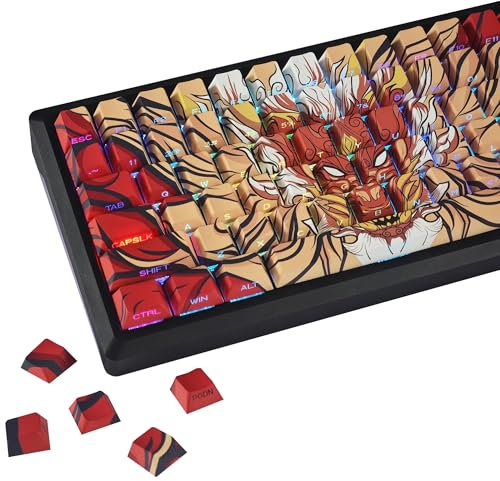 YMDK Orlon Dragon Theme Keycaps Full Set 131 Keys Multicolor PBT Dye Sub Sidelit Manga Anime Homemade Custom Keycap for MX Mechanical Keyboard