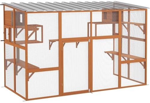 RLVYTA Cat Tree Outdoor Cat Enclosure Window Box, Wooden Cat House Playground cat scratching post