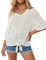 GRACE KARIN Badeanzug Bikini Strandüberwürfe Pullover Y2K Oberteile mit Aussparungen und Fledermausärmeln Stretch-Strick Elfenbeinweiß S