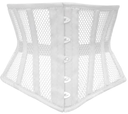 Damen Unterbrust Korsett Waist Trainer Mesh Corset Mesh Corsage mit starker Schnürung für Taillentraining und Taillenreduktion (DE/NL/SE/PL, Numerisch, 42, Regular, Regular, Weiß)