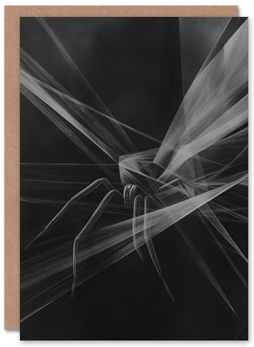Artery8 Personalised Spider Black White Abstract Cubist Web Threads For Him Or Her Art Halloween Card