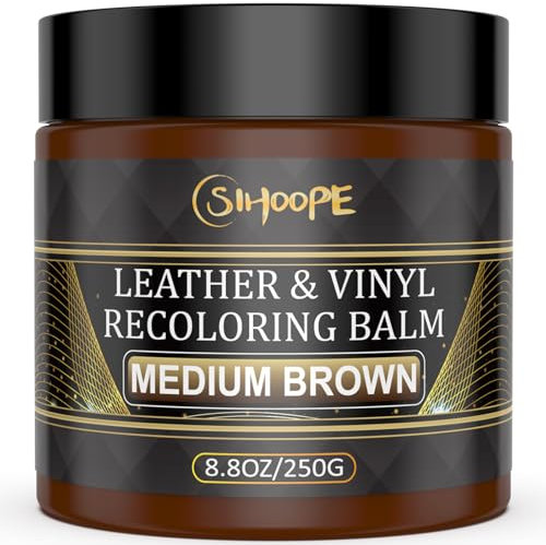 SIHOOPE 250 g Líquido Reparador para Cuero Marrón Medio, Kit de Reparación - Pintura para Cuero, Quita Arañazos en Asientos de Coche, Sofás, Zapatos, Bolsos y Chaquetas