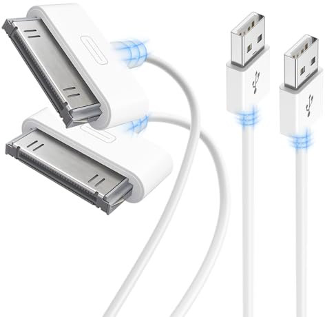 30 Pin to USB Charging Cable,Fast Charge & Sync Charging Cable Cord Compatible for Old Apple iPhone 4S / 4, 3G / 3GS, iPad 1/2/3, Old iPod Touch, iPod Nano,2pack