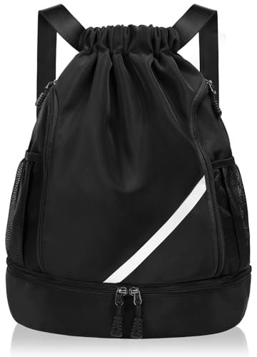 flintronic Mochilas De Cuerdas, Mochila con Cordón, Deporte Grande Bolsa de Cordón Impermeable, con Compartimento de Zapatos y Bolsillo Mochila, para Deportes Vacaciones