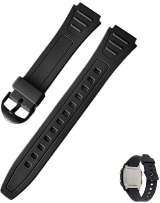 AzureRay Originalstyle Resin-Armband für Casio W-800H, Ersatzarmband mit 18mm Breite, Kompatibel mit Digitaluhren, Schwarz