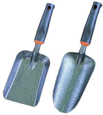 ibasenice 2 Stücke lose Erdschaufel Pflanzen Boden drinnen Schaufeln Gartenschaufel Scoop Gartenerde Schaufel Gartengeräte Unkraut jäten, Graben Grabwerkzeuge Gartenwerkzeug Eisen Schwarz