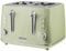 Daewoo Cascade 4 Slice Toaster – Sage Ribbed Finish, Dual Independent Controls, Adjustable Browning, Cancel, Reheat & Defrost Functions, Removable Crumb Trays