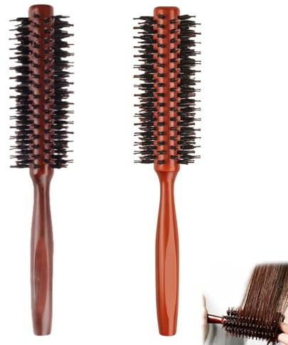 2 PCS Roller Brush, Styling Brush, Small Round Hair Comb Set With Nylon Bristles For Blow Drying, Curling And Volume, Compact Hairdressing Tool For Beard, Bangs, Short Hair, Men And Women