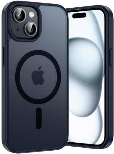 Opkiegrn Cover Magnetica iPhone 13/14 / 15 / 16e, Compatibile con MagSafe, Protezione Antiurto di Livello Militare, Custodia Traslucida Acrilico Posteriore Protettiva Sottile Case, Nero