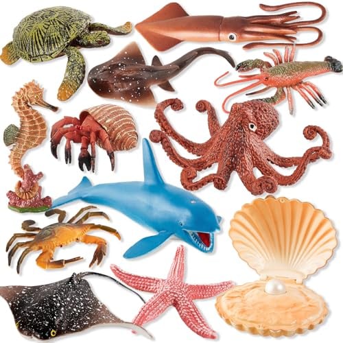 HYAKIDS 12 Figuras de Animales Marinos Juguetes Niños 3 Años