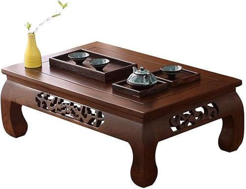 Niedriger Holztisch für Kaffee, Tee oder Laptop, natürliches Finish, kompaktes Design