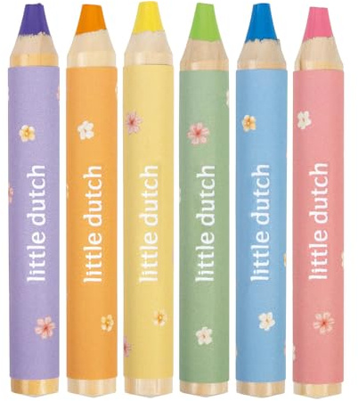 Little Dutch Buntstifte Malstifte Set für Kinder/Kleinkinder - 6 Farbtöne - ab 2 Jahren - Rosa & Friends
