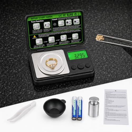 Tolesum Feinwaage 50g/0,001g, Hochpräzise Digitale Milligramm Waage mit Windschutz & LCD-Display, Mini Taschenwaage mit 50g Kalibriergewicht, Pinzette & Messbecher für Gold, Schmuck, Labor