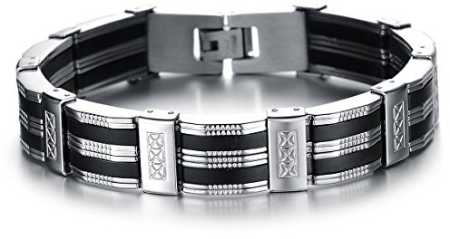 OIDEA Bracciale Braccialetto per Uomo Braccialetto Catena in Acciaio Inox Nero Argento