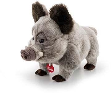 Trudi Klassik 24848 Plüschtier Wildschwein 18 x 23 x 35 cm (Größe M), hochwertiges Stofftier mit weichen Materialien, liebevolle realistische Details, waschbar, Kuscheltier für Kinder, Braun/Grau