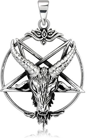 Withlovesilver Sterling Silber 925 Pentagramm Goat gehörnten Gott Cernunnos Anhänger