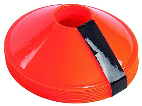 Precision Sleeved Saucer Cones Set of 10, Training Marker Cone for Football Drills, Agility, Speed, Coaching, PE Lessons, Indoor and Outdoor Practice, Orange