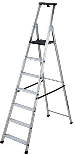 Escabeau aluminium professionnel Hailo - 7 marches - Hauteur de travail 3,39 m