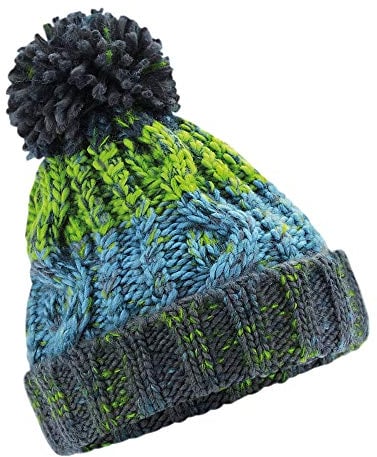 Beechfield - Junior Corkscrew Pom Pom Beanie - Electric Grey