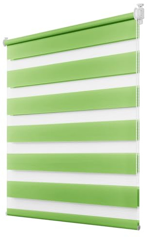 Deswell Doppelrollo Klemmfix ohne Bohren Grün B90 x H120 cm (Stoffbreite 86cm) Rollos für Fenster ohne Bohren für Fenster mit Lichtdurchlässig & Verdunkelnd/Höhe Stufenlos Verstellbar