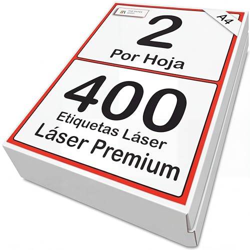 The Paper Shop A5 Labels 2 Per Sheet - Self Adhesive White A4 Address Labels (400 Labels) | Sticky Address Labels for Laser & Inkjet | A5 Sticker Paper for Parcels & Posting - Template L7168