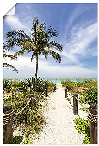 ARTLAND Wanddeko Poster & Kunstdrucke Wandposter DIN A4 Strandbild Karibik Palmen Meer Gräser Tropen Urlaub U2GO