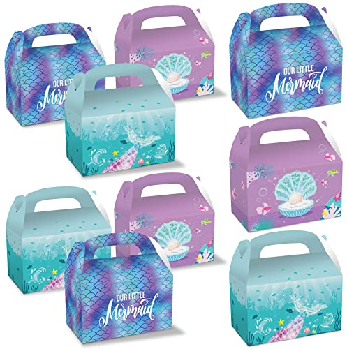12 Stück Meerjungfrau Geschenkboxen Süßigkeiten Papierbox Meerjungfrau Party Boxen für Kinder Gastgeschenke,Geburtstag,Hochzeitszubehör