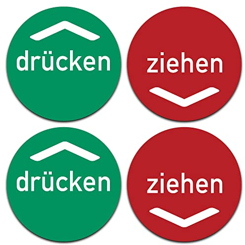 Hochwertige Aufkleber: drücken und ziehen, 4 Stück je 7,5 cm Durchmesser