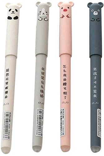 4 pcs Süße Schweine Panda Löschbaren Gel Stift Cartoon Löschbar Leicht Zu Reiben-Magic Rub Gel Stift Süße Kugelschreiber,Blau