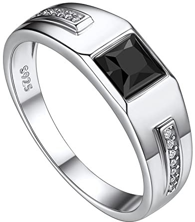 Suplight Herren Ring in 925 Sterling Silber Quadrat Schliff schwarz Cubic Zirkonia Ring Bandring Spannrings 14K Weißgold Solitärring Verlobungsring Eternityringe Silberschmuck 59