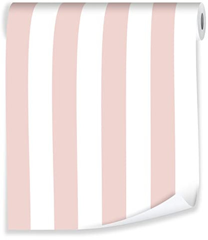 Vliestapete Streifen Rosa Weiß - 10mx50cm inkl. Kleister - für Kinderzimmer Mädchen Modern 10M Rolle Vlies Tapete Tapeten Wandtapete Mustertapete UV-Beständig