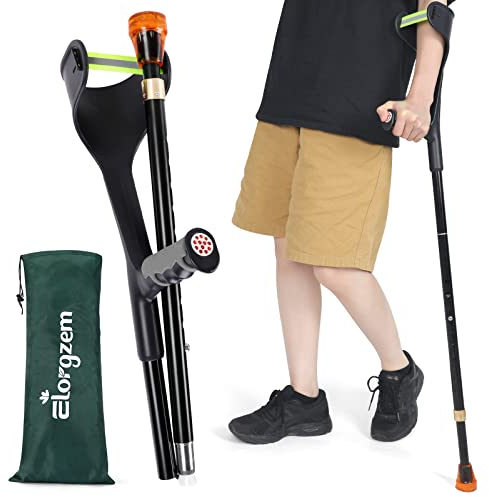 ELorgzem Gehhilfe Krücken Klappbar, 1 Stück Unterarmgehstützen, Krücken mit Ergonomischen und Softgriffen, 10 Stufen verstellbar, Geeignet Für Menschen Mit Beinverletzungen