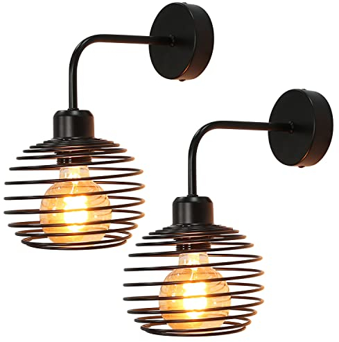ZMH 2ER Wandleuchte Vintage Innen Wandlampe Retro Wandbeleuchtung Schwarz Flurlampe E27 für Wohnzimmer Schlafzimmer Küche Esszimmer Flur Treppe Bar Industrial