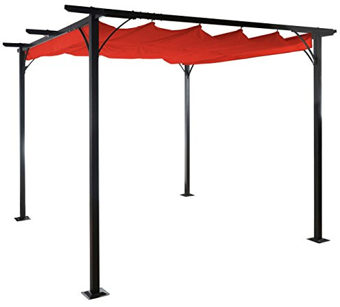 Pergola HWC-C42, Garten Pavillon, stabiles 6cm-Gestell + Schiebedach - 3,5x3,5m Terracotta