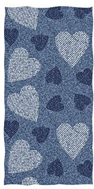 815 Badetücher Herzmuster Auf Blauem Denim-Jeans-Tuch-Textur-Druck Liebt Tagesdesign Strandhandtuch Saugstarke Pool Badetuch Mikrofaser Badelaken Für Schwimmen Reise 40x70 cm