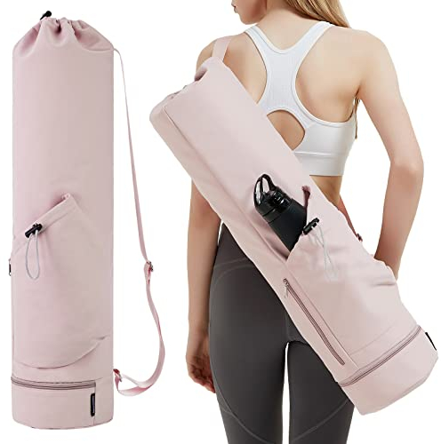 Yogatasche mit Nassfach und Flaschentasche Sporttasche Damen Verstellbarer Schultergurt Gym Yoga Tasche für Pilates Yogamatten & Yoga-Zubehör, Rosa(Patent Angemeldet)