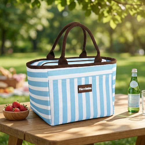 Kato Tirrinia Mittagessen Taschen für Frauen Männer, isoliert Mittagessen Tote Tasche für Mädchen, Lunch-Box für Erwachsene & Kinder, Große Kühlung Mittagessen Tasche für Arbeit/Schule/Picknick - Blue