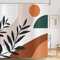 Hnmdmyi Duschvorhang Boho 180x200, Mid Century Abstrakte Eukalyptus Blätter Sonne Terracotta Badewanne Vorhang Moderne Ästhetische Minimalistische Kunst Wasserdicht Stoff Waschbar Badevorhang