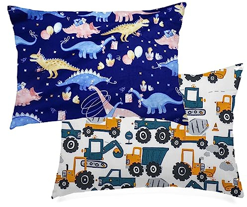 Baby-Kissenbezüge für Kleinkinder, 100 % weiche Baumwolle, 2 Stück, für Jungen und Mädchen, Kinder-Kissenbezüge, 40 x 60 cm, Reise-Kissenbezug mit Hotelverschluss