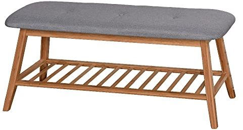 Sulypo Schuhbank Bambus mit gepolsterter Sitzfläche und Schuhregal für 3 Personen,40 x 100 x 30 cm