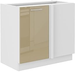 Kuechen-preisbombe Lara Eckunterschrank 105 cm Cappuccino Hochglanz Küchenzeile Küchenblock Küche