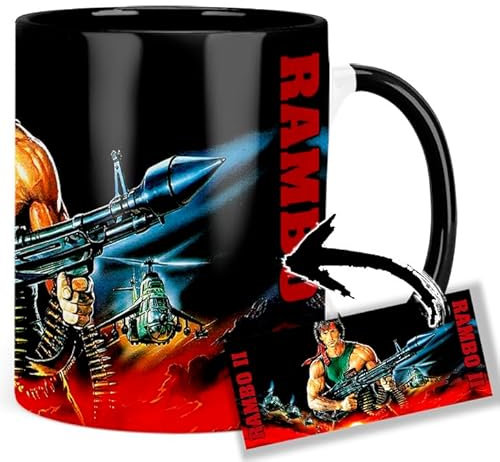 Rambo Ii Sylvester Stallone Sly Tasse Innen & Henkel Schwarz Keramikbecher Mug