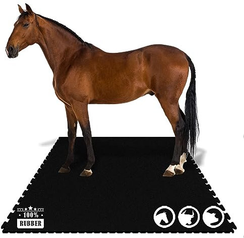 KARAT Puzzle Tapis d'écurie en caoutchouc – 182 x 122 cm – Tapis en caoutchouc imperméable avec drainage – Pour écurie, boîte à chevaux, paddock, tapis pour chevaux, pontiac (interlock des deux côtés)