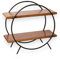 Vesta Homes Circular Mango Wood & Iron Countertop Organiser Rack | Handmade Shelf for Kitchen, Bathroom, Bedroom, Office | Storage Unit for Spices, Jars, Toiletries & Decor | 40.5x16.5x37 cm