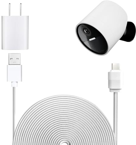 Xwartre 16.4ft Weatherproof Cable for SimpliSafe Outdoor Camera, with 5V Cam Charger