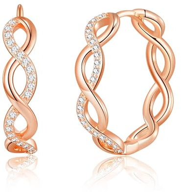 Philip Jones Rose Gold Plated Infinity Hoop Earrings Created with Zircondia® Crystals