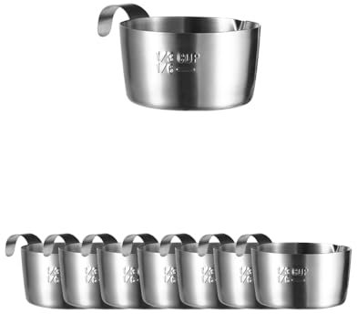Stainless Steel Small Sauce Dishes Dipping Bowls Seasoning Individual Round Condiments Cups Ramekins Dip Serving Sushi Cereal Salad Appetizer Bowls 8 Pack 2.4inch (Silver, 2.8 oz(with Handle))
