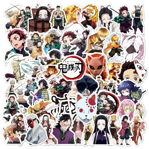 50 Demon Slayer Vinyl Sticker Set - Wasserdichte Anime Aufkleber für Laptops, Wasserflaschen, Notizbücher - Strapazierfähige & lebendige Designs