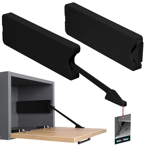 KOTARBAU® Klappenbeschlag Barfach Shwarz 259 mm Konstruktionskunststoff Klappenhalter nach unten Belastbarkeit max. 2,4 kg/Schrankfront Klappenscharnier Küche Bremsklappenhalter Klappenstütze